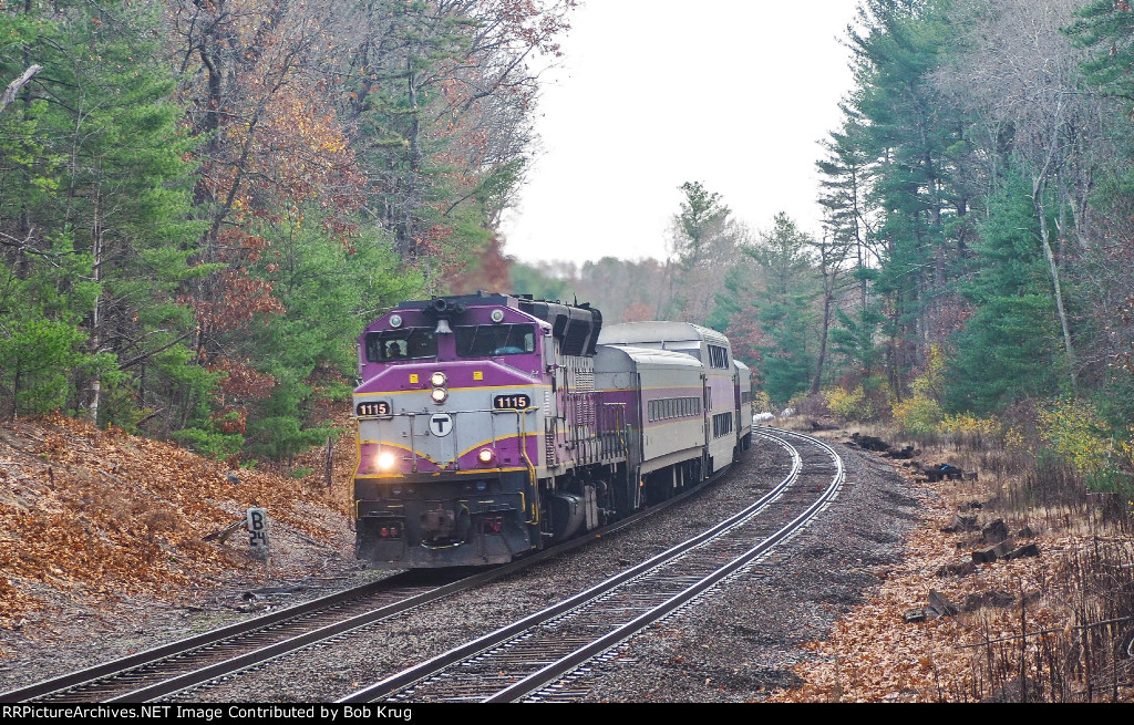 MBTA 1115 with westbound commuter service on the Fitchburg Line